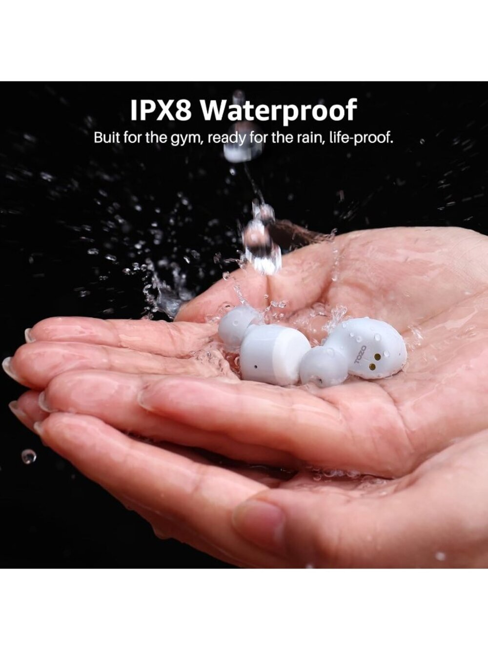 Wireless White Stereo Sound 50 Hours Playtime Waterproof Bluetooth 5.3 Earbud - Picture 5 of 6